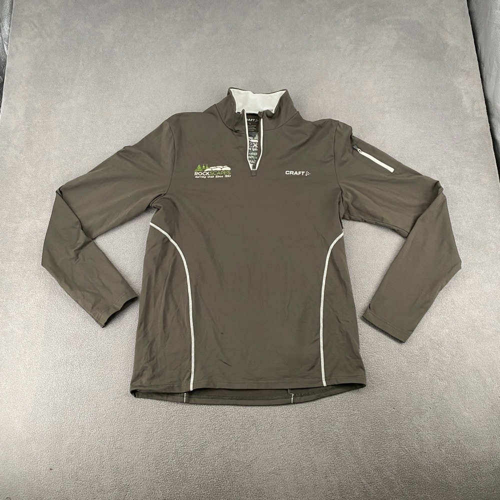 Craft Mens L2 Insulation Quarter Zip Pullover Olive Green Rockscapes Logo Large